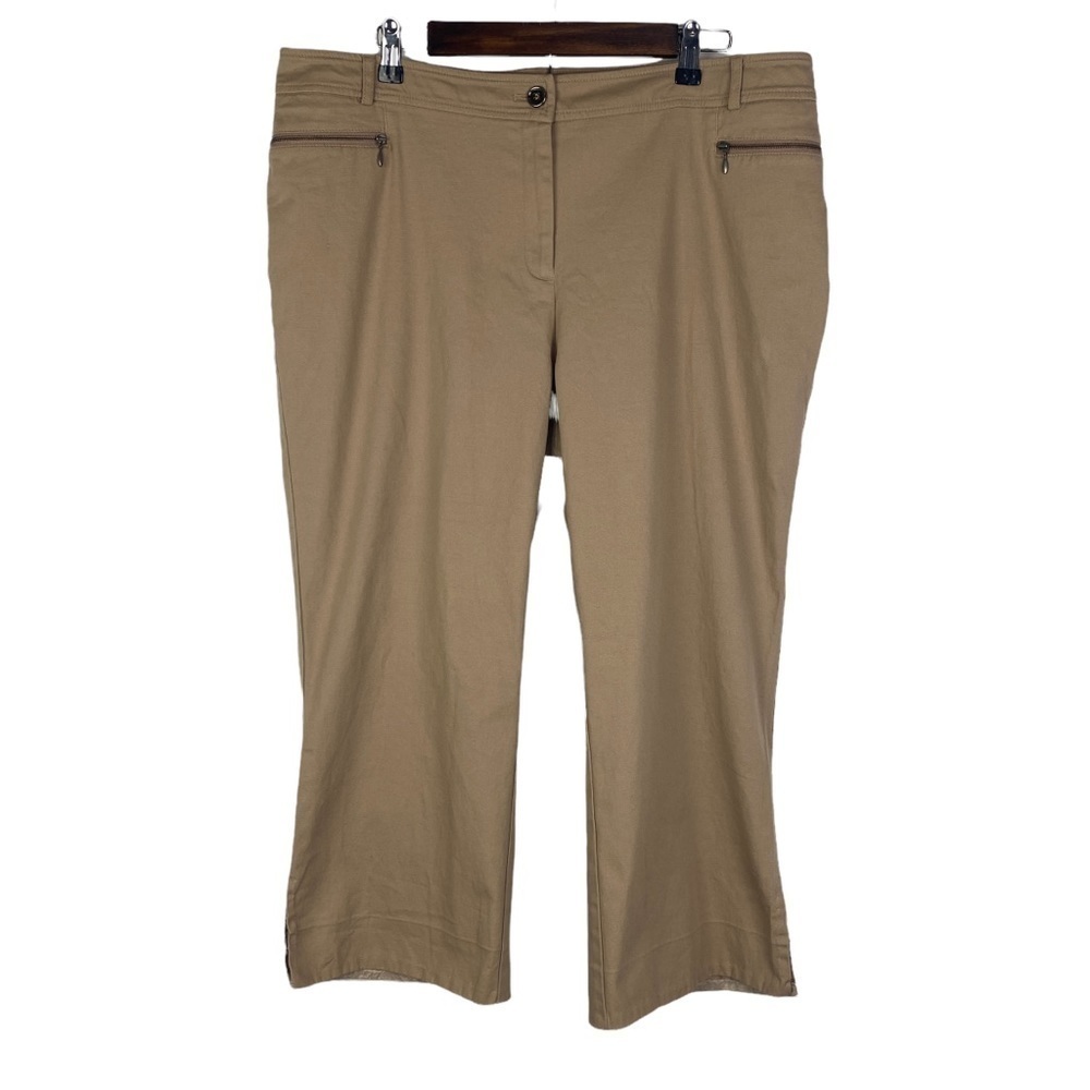 Apostrophe Tan High Rise Zippered Front Pockets Capris Women's 16W
